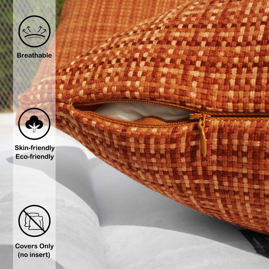 Outdoor Waterproof 16"x16" Pillow Covers 2 Pack, Burnt Orange