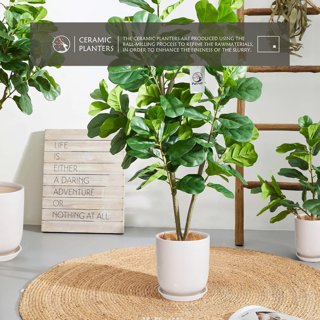 10in Plant Pot, Ceramic Plant pots, Ceramic Planter for Indoor Plants Outdoor, Mid-Century Modern Home Decor, Modern