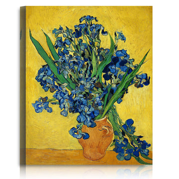 Irises Vase Flower by Vincent Van Gogh. The World Classic Art Reproductions, Giclee Canvas Prints Wall Art Decor