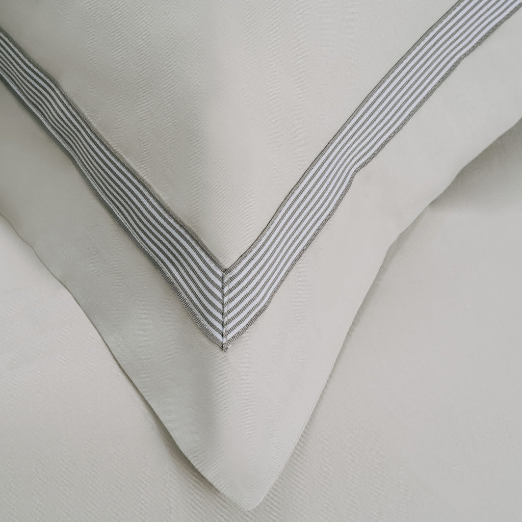 Miller Embroidered Duvet Cover Set, Long-Staple Cotton, Grey/Grey