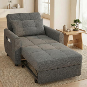 3-in-1 Convertible Sofa Bed Chair, Pullout Sleeper, Adjustable Back