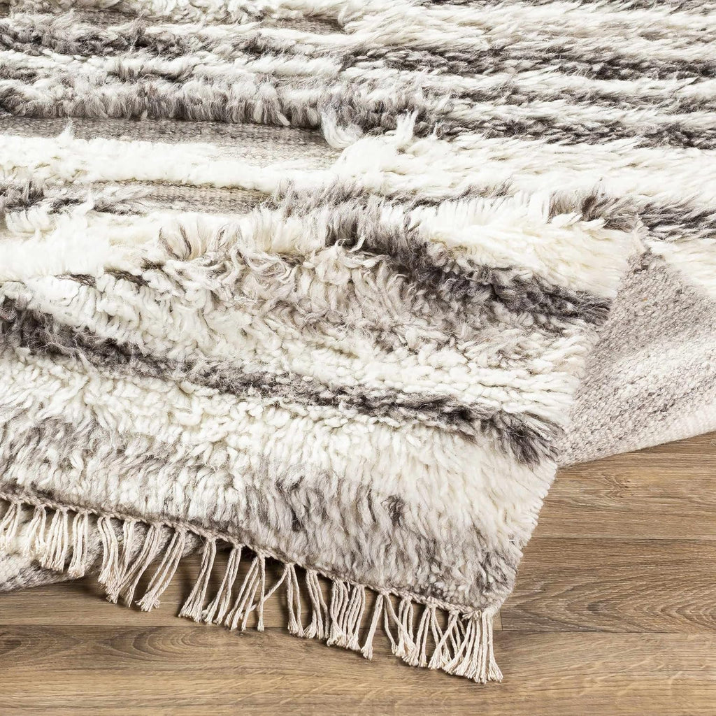 Malta Wool Living Room, Bedroom Area Rug - Striped Abstract - Traditional Transitional Boho Farmhouse Modern - Plush