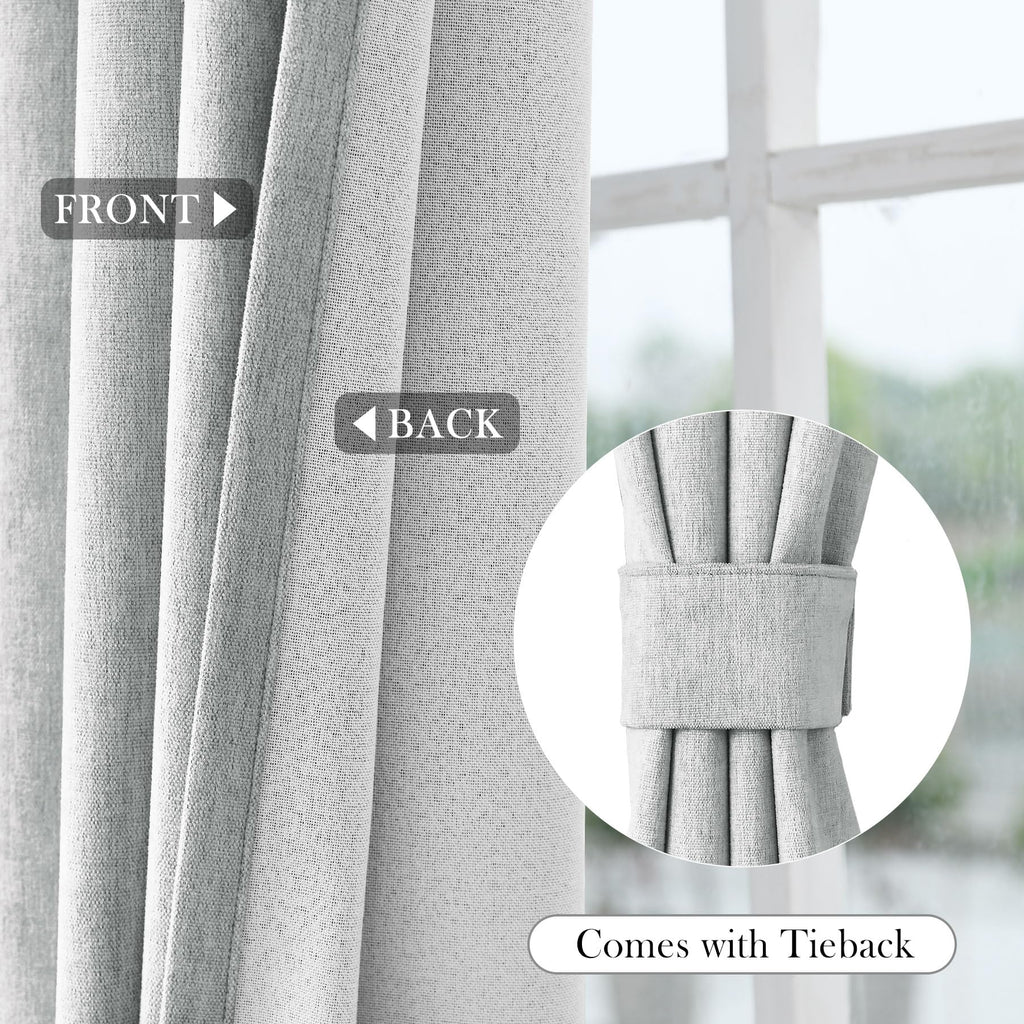 100" Wx84 L Medium Gray Full Blackout Curtains for Sliding Door, Thermal Insulated Drapery Bedroom Windows Patio