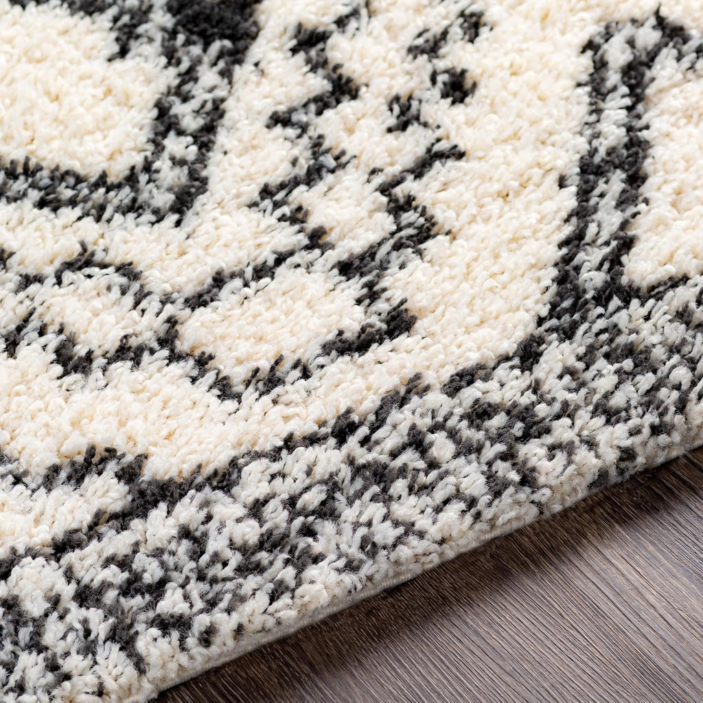 Moroccan Soft Ana Maria Shag Area Rug, Cream/Charcoal