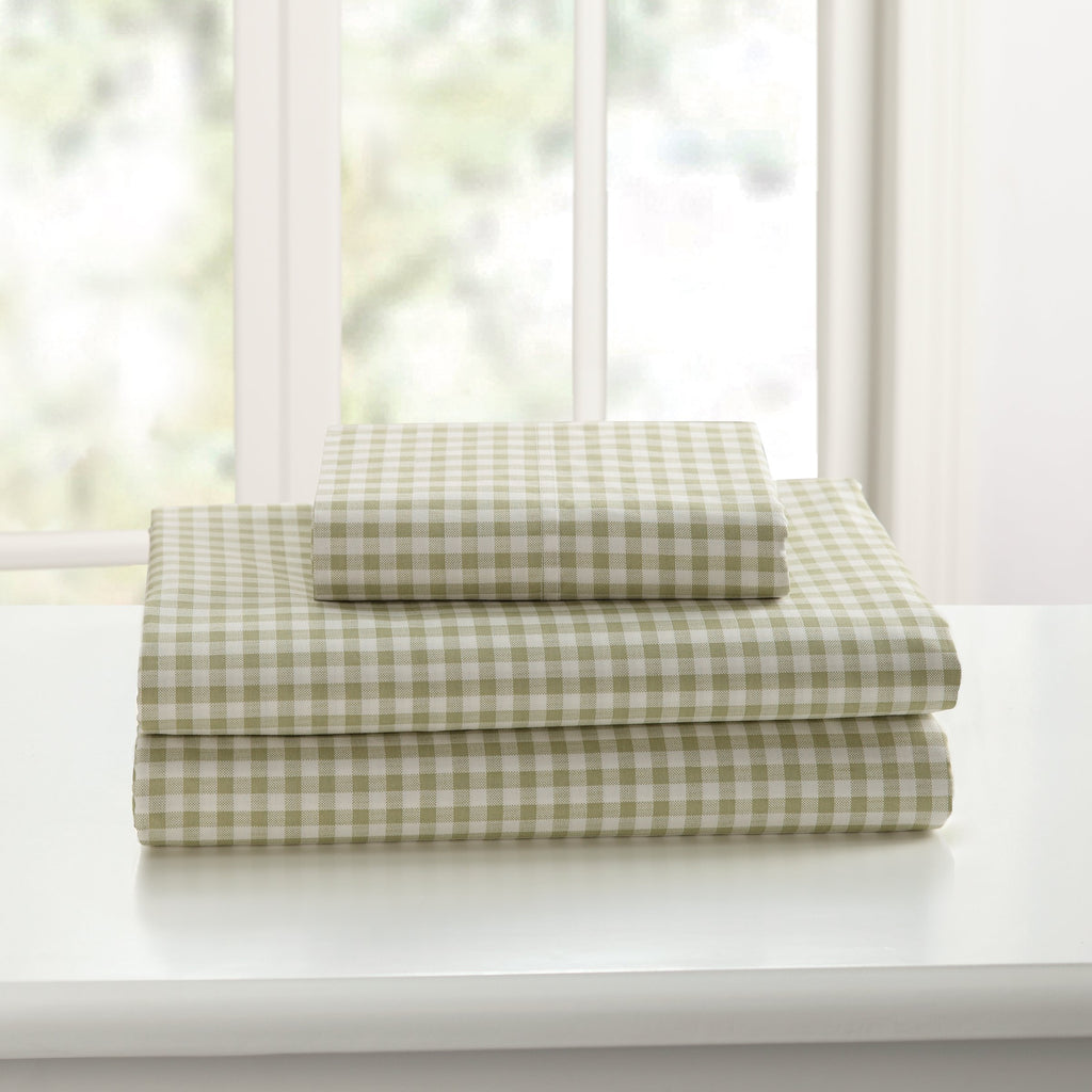 Gingham Cotton Sheet Set (Full, Green)