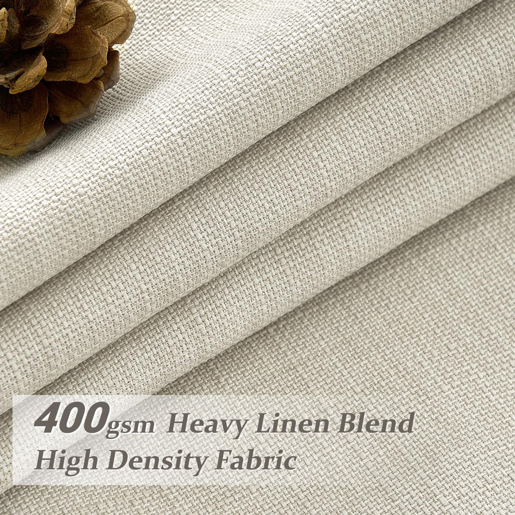 70 Inch Extra Wide Pinch Pleated Curtains 84 Inches Long 2 Panels Set, Cream Memory Shape Pleat Blackout Dual Layer