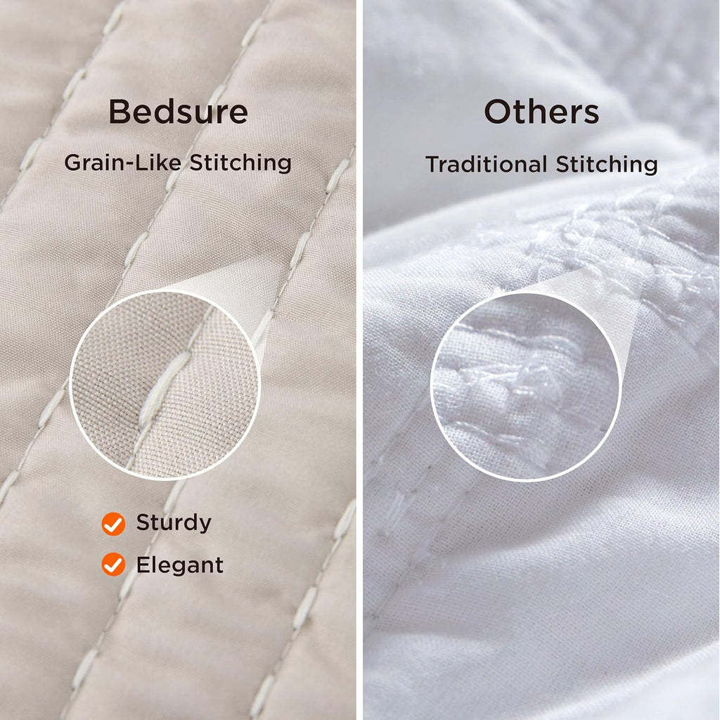 Quilts Queen - Queen Quilt Bedding Set Bedspread Coverlet Comforter, Lightweight Neutral Striped Bedding, 3-Piece Set
