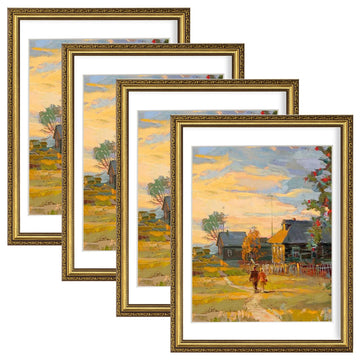 18x24 Vintage Picture Frame, Acrylic Cover, Gold, 4-Pack