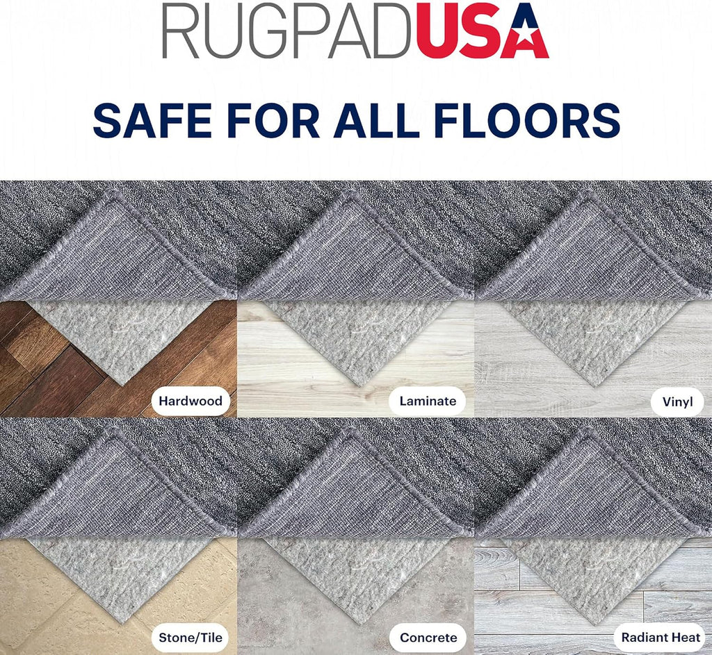 8'4" x 11'4", 100% Felt Rug Pad (1/4" Thick), Safe for All Floors, Low-VOC, Made in the USA, 2-Year Warranty