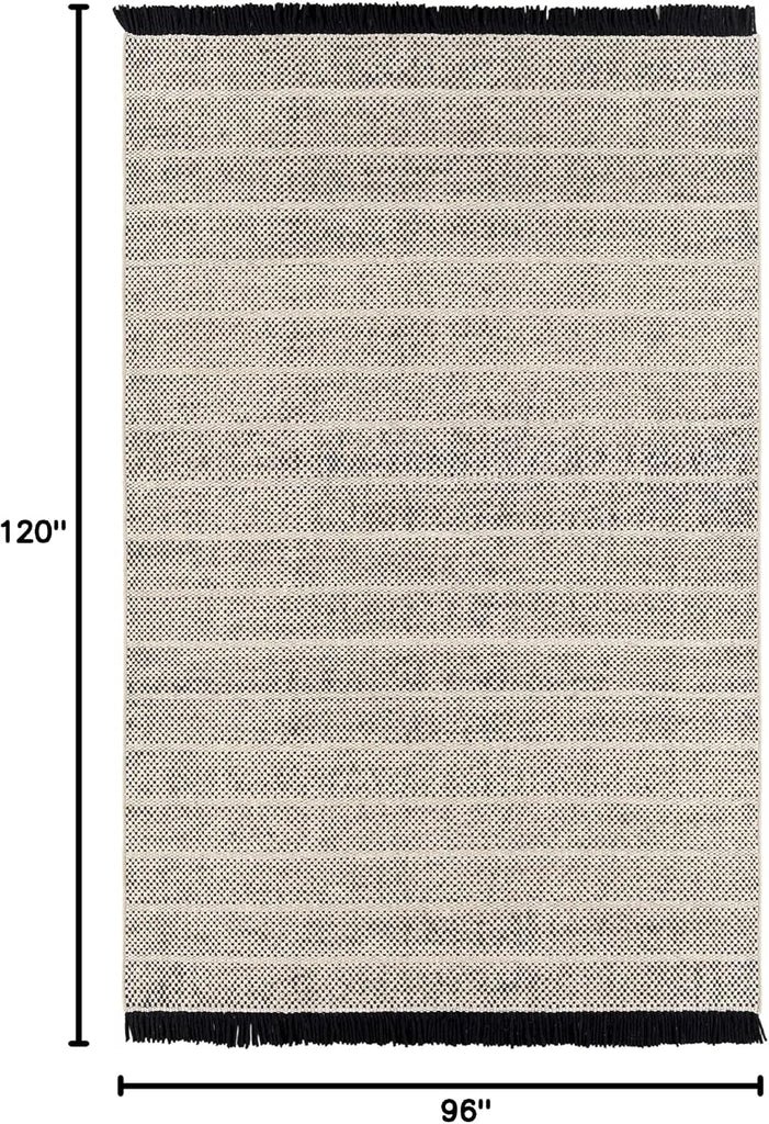 Thorold Wool Living Room, Bedroom Area Rug - Striped Woven Textured - Traditional Transitional Farmhouse Boho Modern