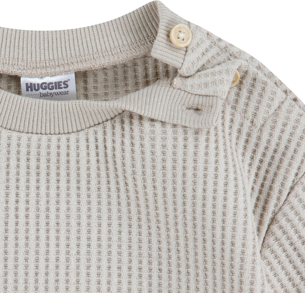 Baby Waffle Knit Crewneck Sweatshirt and Pants piece Outfit Set