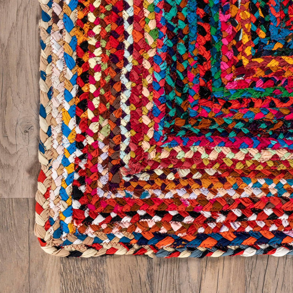 Tammara Multicolor Ombre Braided Area Rug, Oval 5' x 8' | Tammara Ombre Oval 5' x 8' Area Rug Bedroom Dining Room