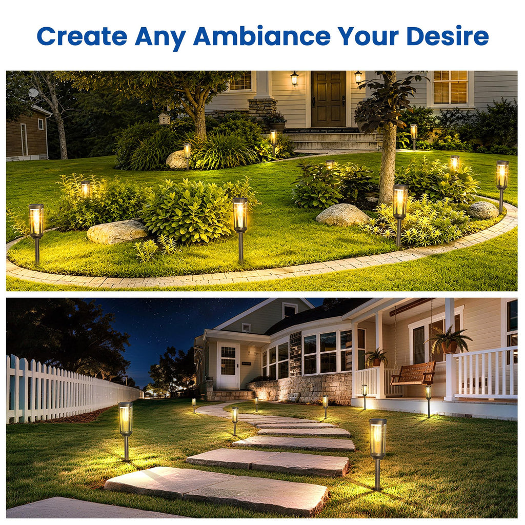 Solar Pathway Lights Outdoor Waterproof, 8 Pack Solar Walkway Lights