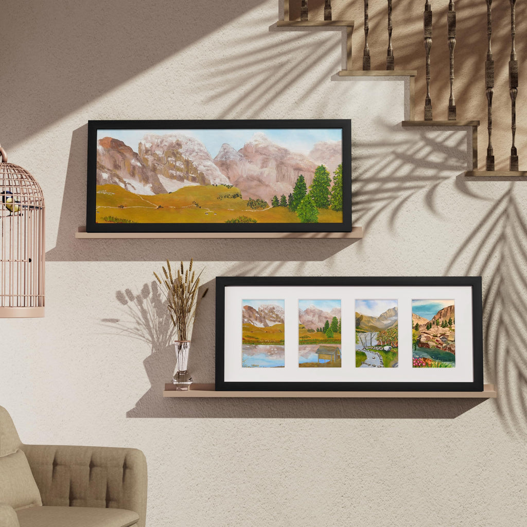8x20 Collage Picture Frame, Displays 4Pcs 4x6 Pictures with Mat or 1Pcs 8x20 without Mat, Picture Frames Collage Wall