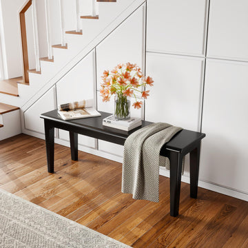 Dining Bench&Bed End&Wood&Entryway Bench Bedroom Seat Living Room Kitchen(Black)