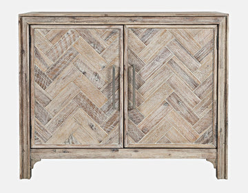 Accent Chest with 2 Doors and 2 Shelves, Acacia Wood Mid-Century Modern Storage Cabinet Bedroom, Grey Wash