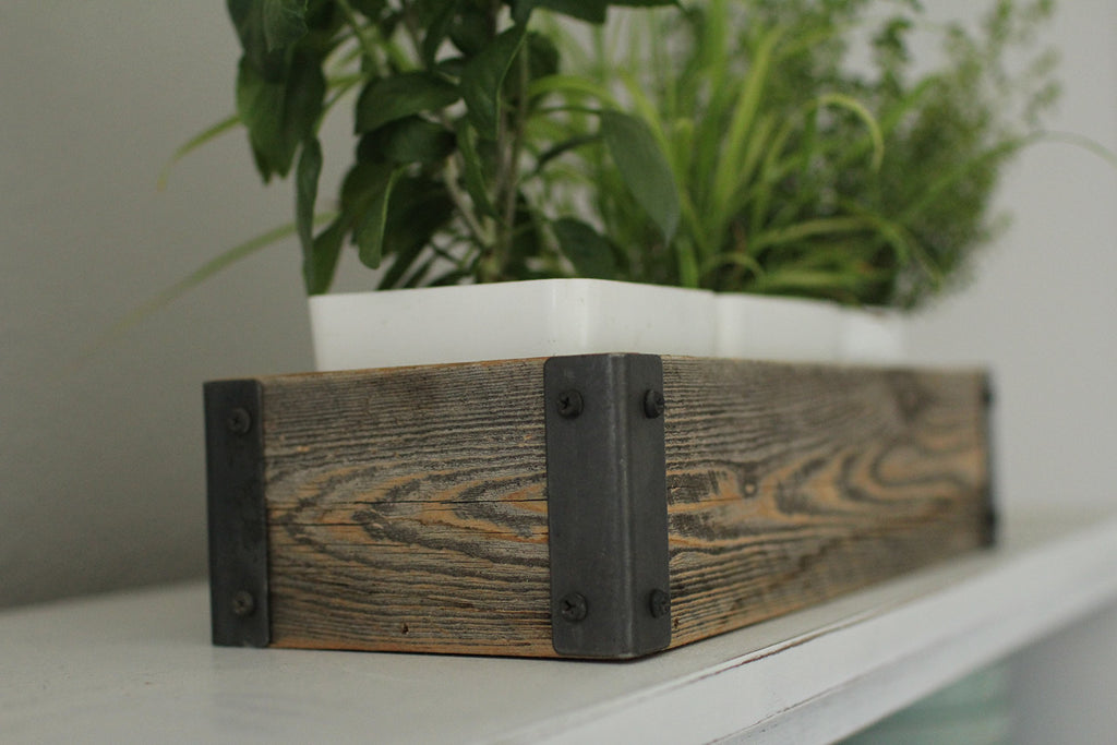 Reclaimed Wood Planter Box with Metal Brackets (Medium - 24")