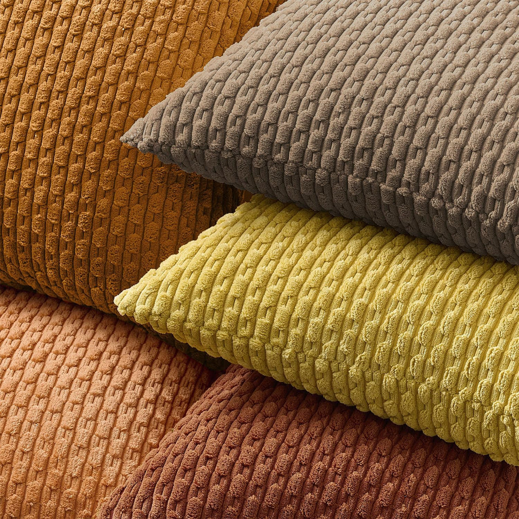 Soft Corduroy 24x24 Inch Pillow Covers 2 Pack, Light Brown