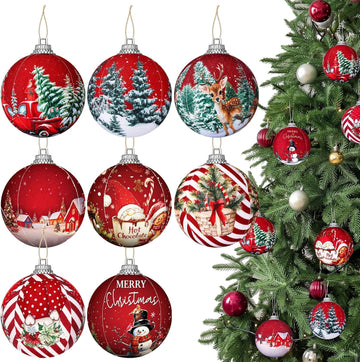 Christmas Tree Ball Ornaments Fabric Vintage Xmas Decor - Set of 24