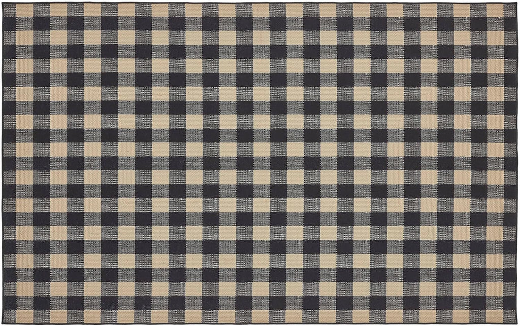 Black Check Indoor Rug Rect 60x96, Polyester Area Rug, Accent Rug, Floor Decor, Black Check Collection, Rectangle