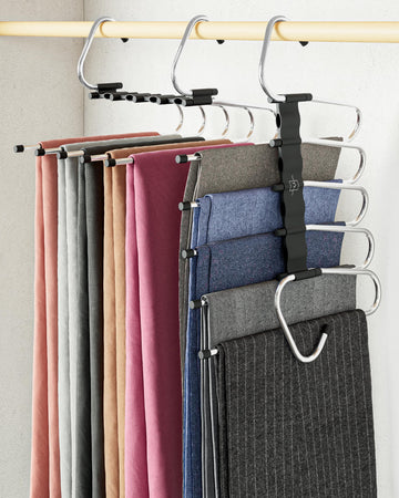 Pants Hangers Space Saving - 4 Pack - Non-Slip Multi-Tier Hangers