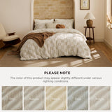 Queen Comforter Set Beige, Boho Tufted Bed Set, Checkered Farmhouse Shabby Chic Bedding, 3 Pieces