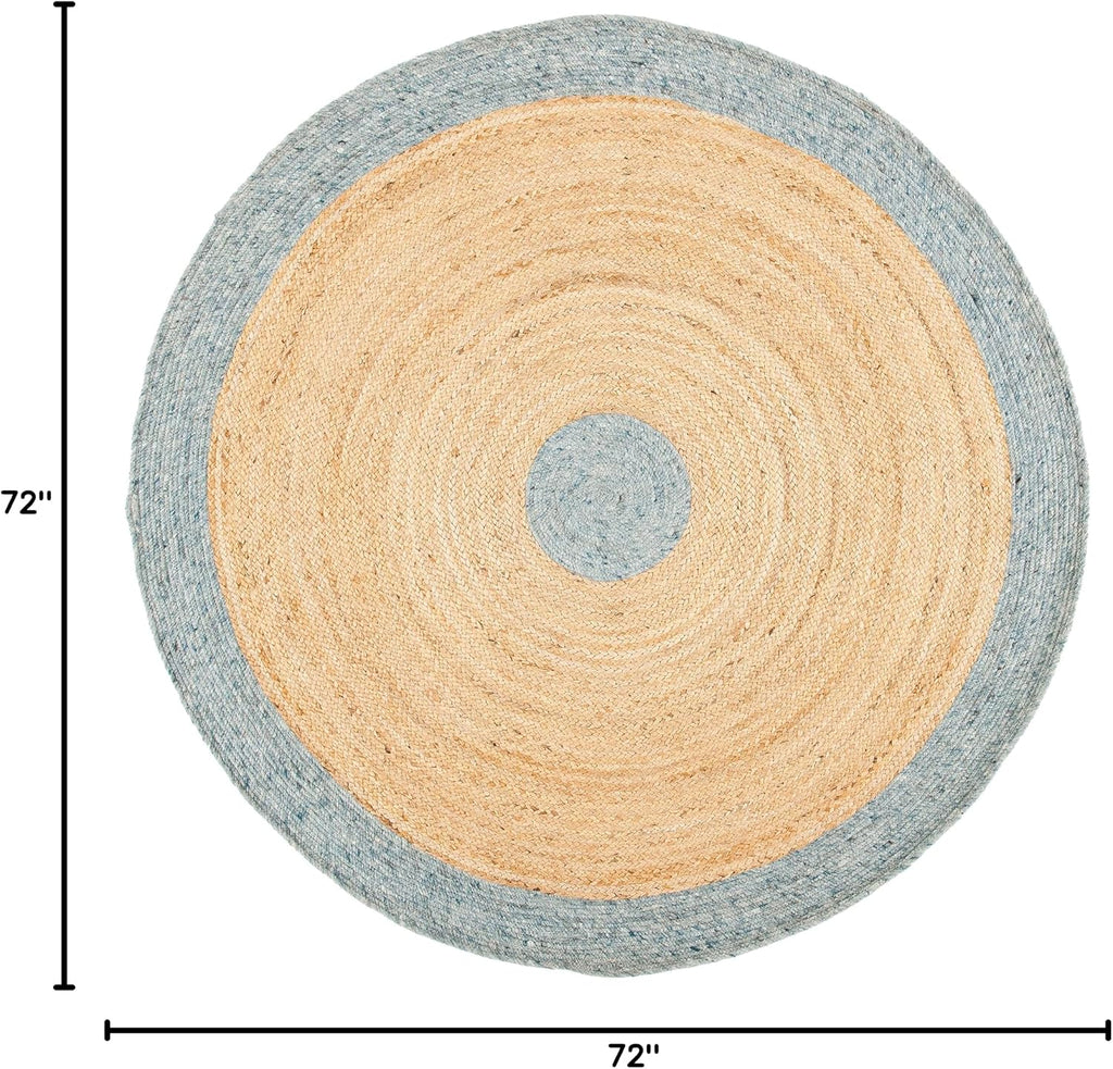 Braided Round Rug 6', Wool Light Blue & Gold BRD910H