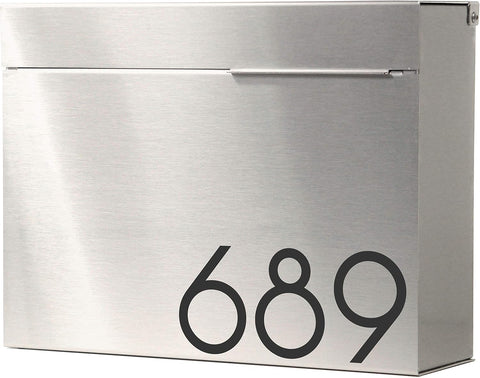 Vsons Modern Design Mailbox, Wall-Mount Mailbox Vsons Design Mitch SE (Brushed Stainless Steel with Engraved Numbers)