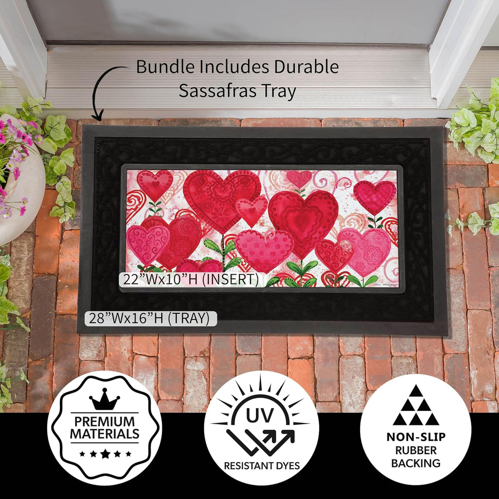 Sassafras Spring Holiday Doormat Insert Bundle & Tray Set of 5, Interchangeable Entrance Door mats Indoor and Outdoor