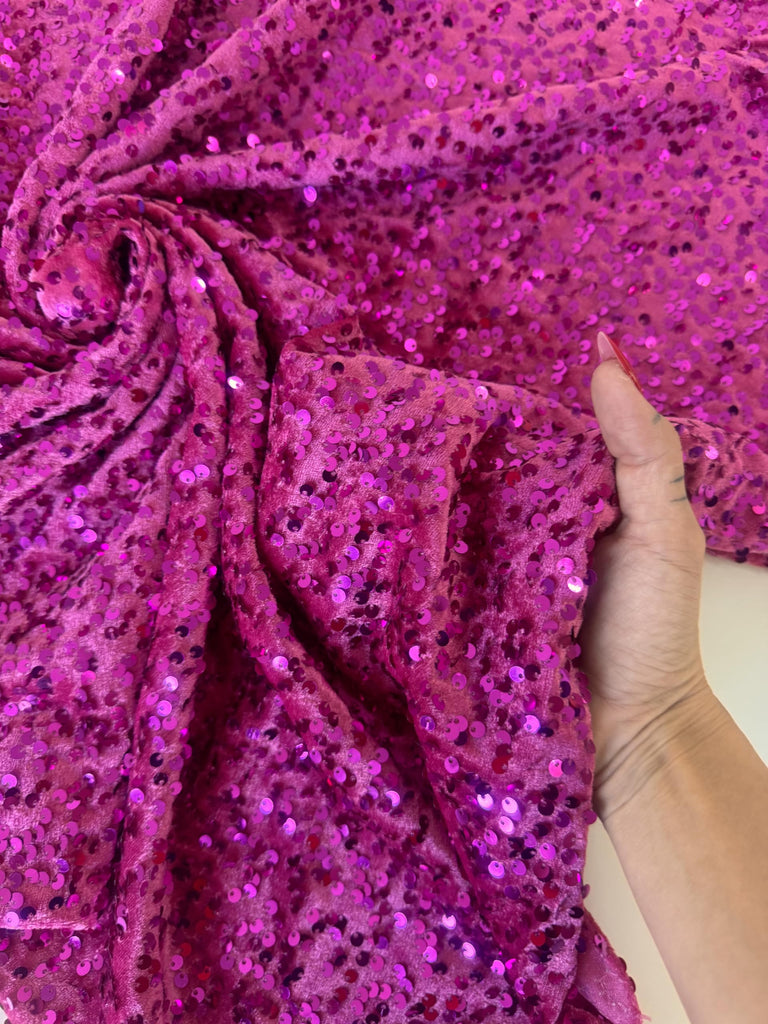 Sequin Velvet Fabric Soft Stretchy Cloth Glittering Sequins - Perfect for Dressmaking and Christmas Decor - 1 Yard of