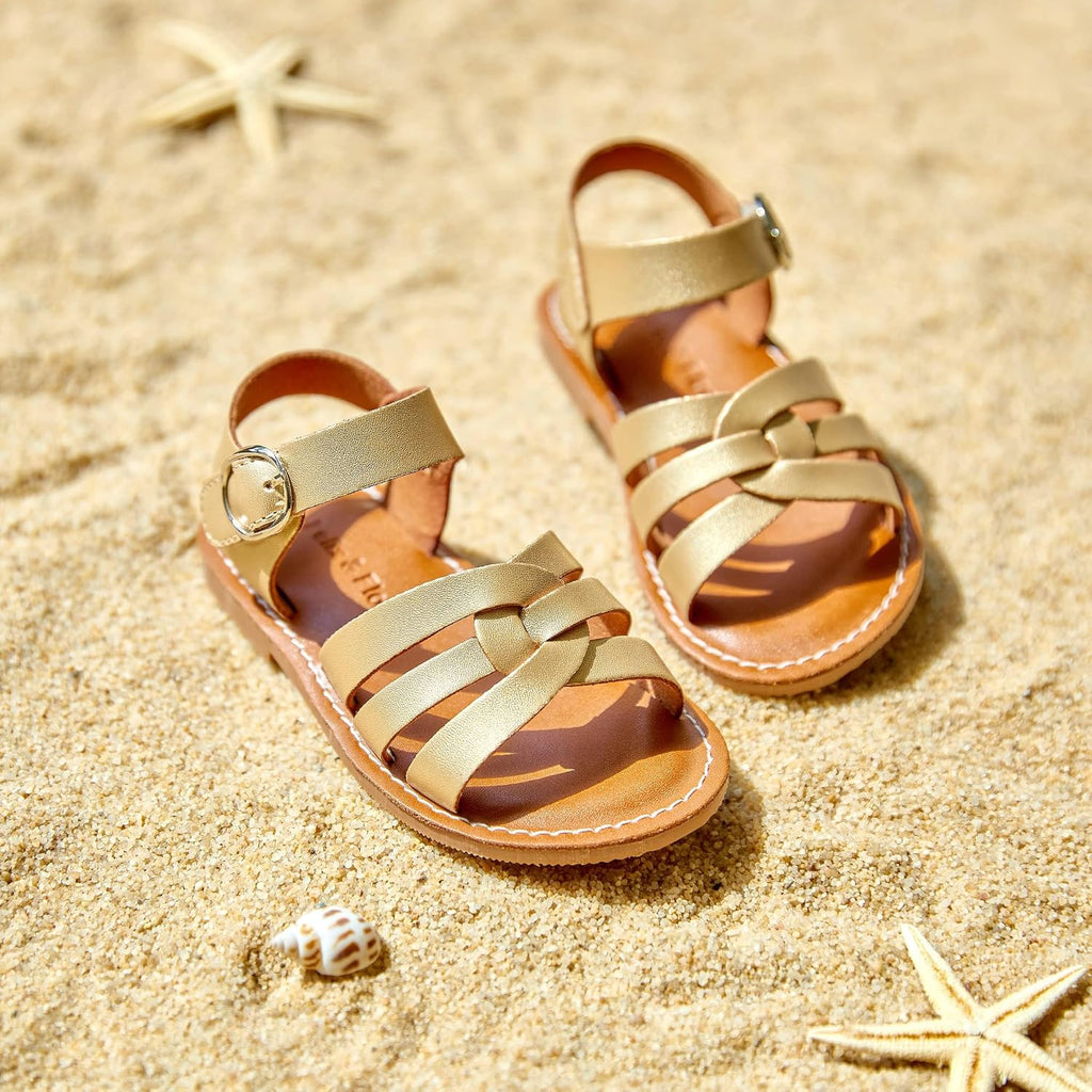 Toddler Girl Sandals - Little Girl Easter Dress Shoes Lightweight Open Toe Beach Holiday Flats
