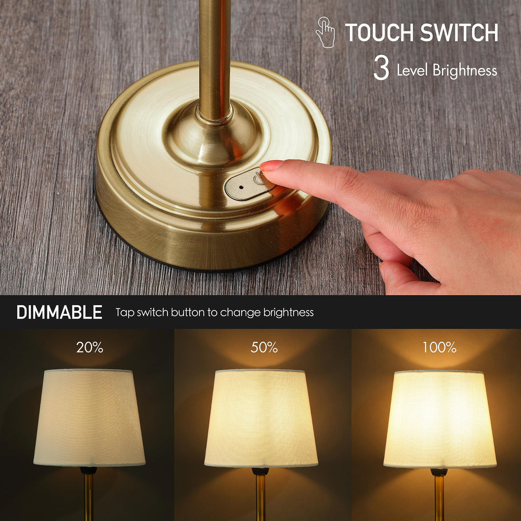Seraph Cordless Rechargeable LED Table Lamp, Antique Brass