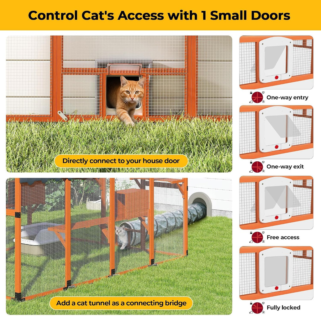 Extra Large Catio Outdoor Cat Enclosure for Multiple Cats, Orange