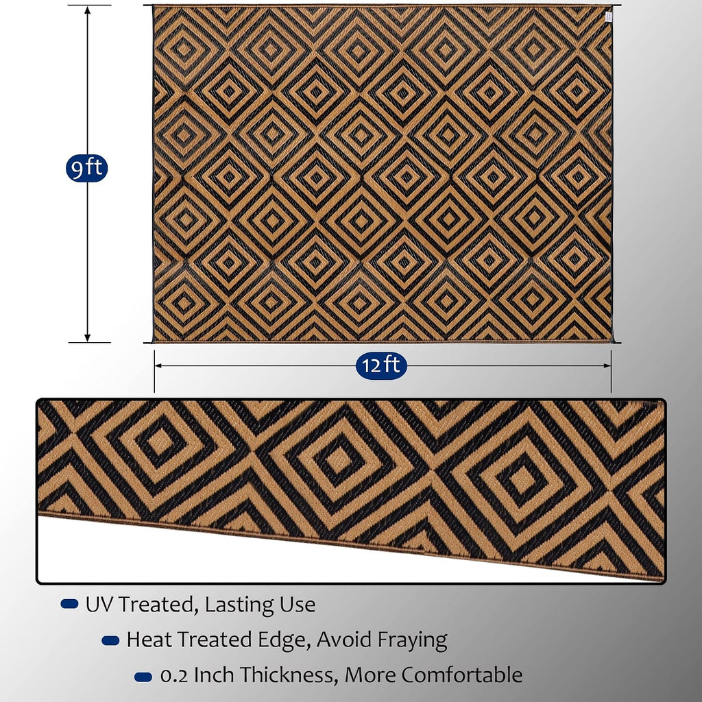 Reversible Mats, Outdoor Patio Rugs, Plastic Straw Rug, Modern Area Rug, Floor Mat for Outdoors, RV, Patio, Backyard