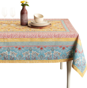 Table Cloth Square Table 100% Cotton 60 x 60 Inches Tablecloth Reusable Decorative for Dining Kitche