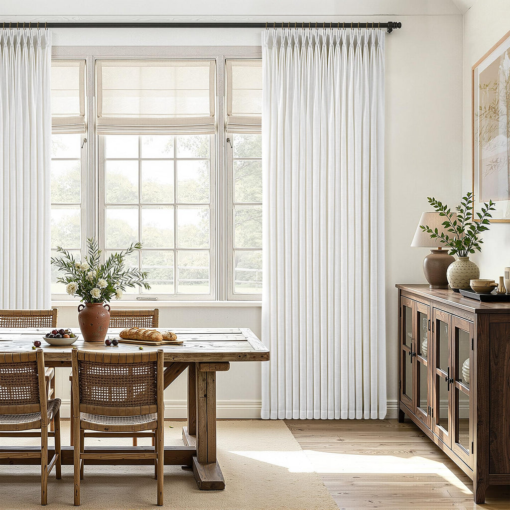 80 Inch Extra Wide Pinch Pleated Linen Curtains 105 Inch Length Bedroom Natural Cream Beige Privacy Drapes Light