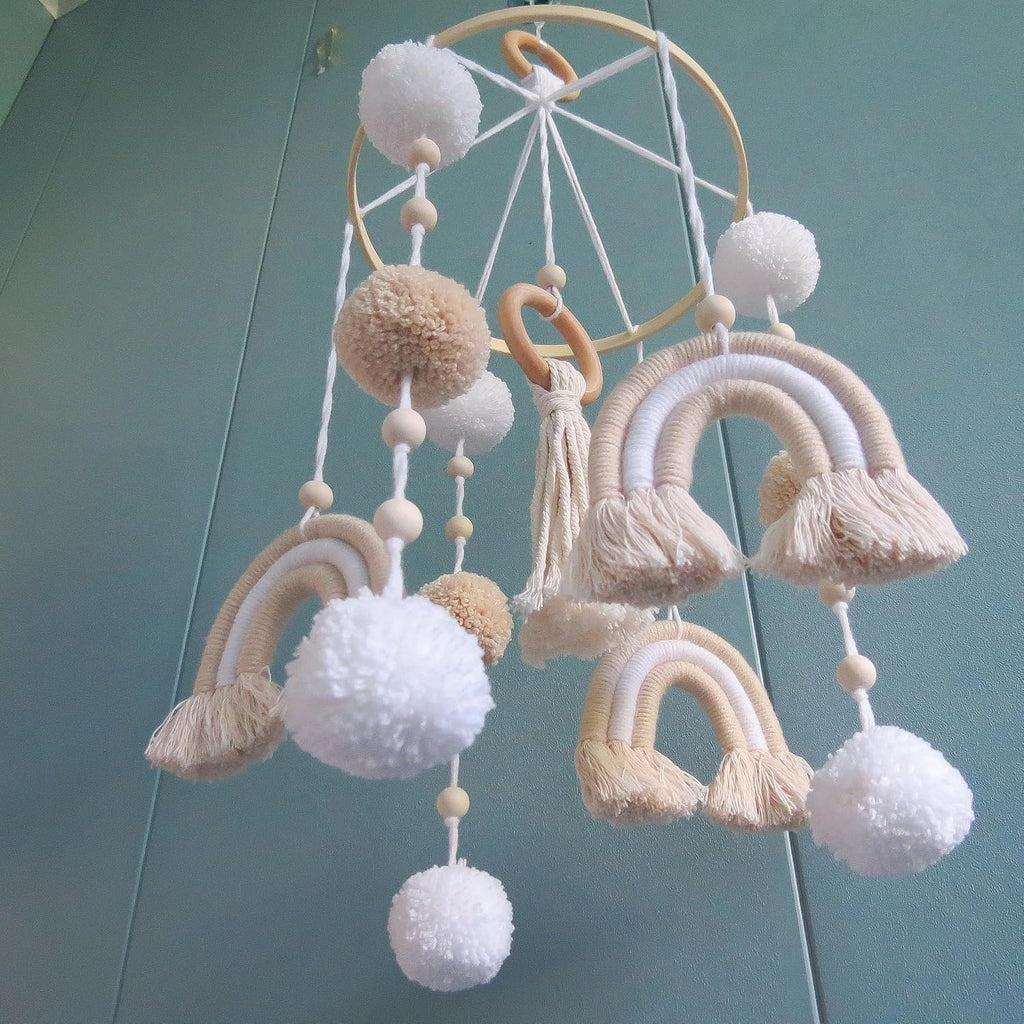 Neutral Boho Rainbow Baby Mobile for Crib Mobile Nursery DéCor