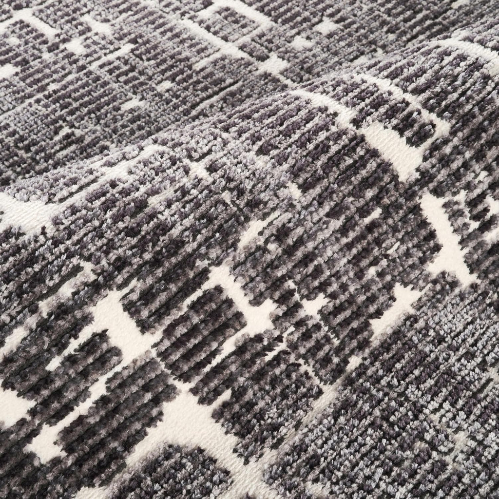 Black Area Rug - - Burke Collection - Abstract Striped Pattern - Easy to Clean - Durable, or Office, Pet &