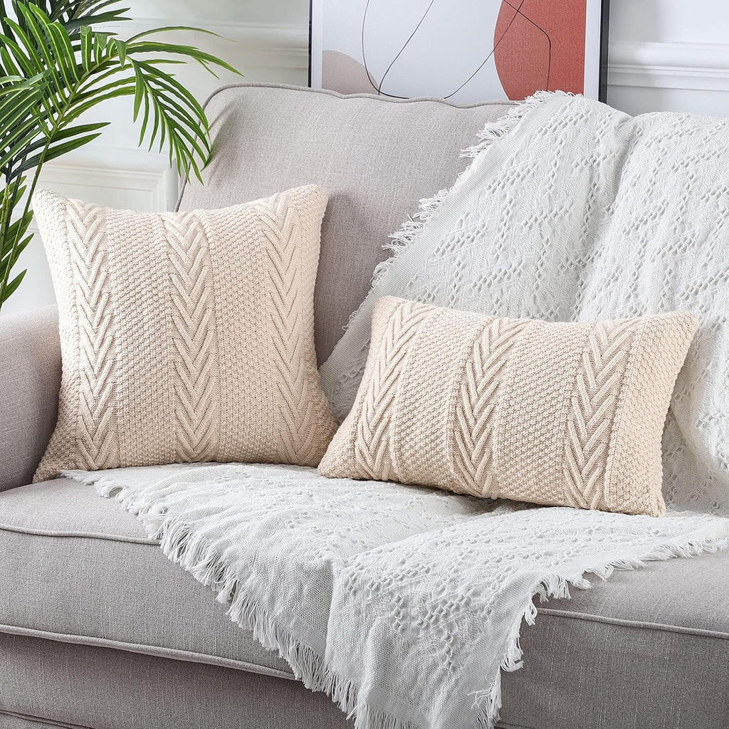 Cotton Knitted Decorative Lumbar Throw Pillow Covers Soft Cozy Outdoor Cushion Cases Luxury Modern Pillowcases