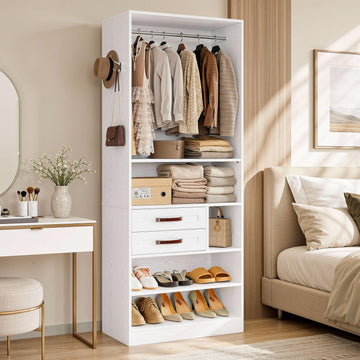 Closet Organizer System with 2 Drawers & Adjustable Shelves, 29.6"