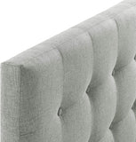 Emily Tufted Button Linen Fabric Upholstered King Headboard in Gray