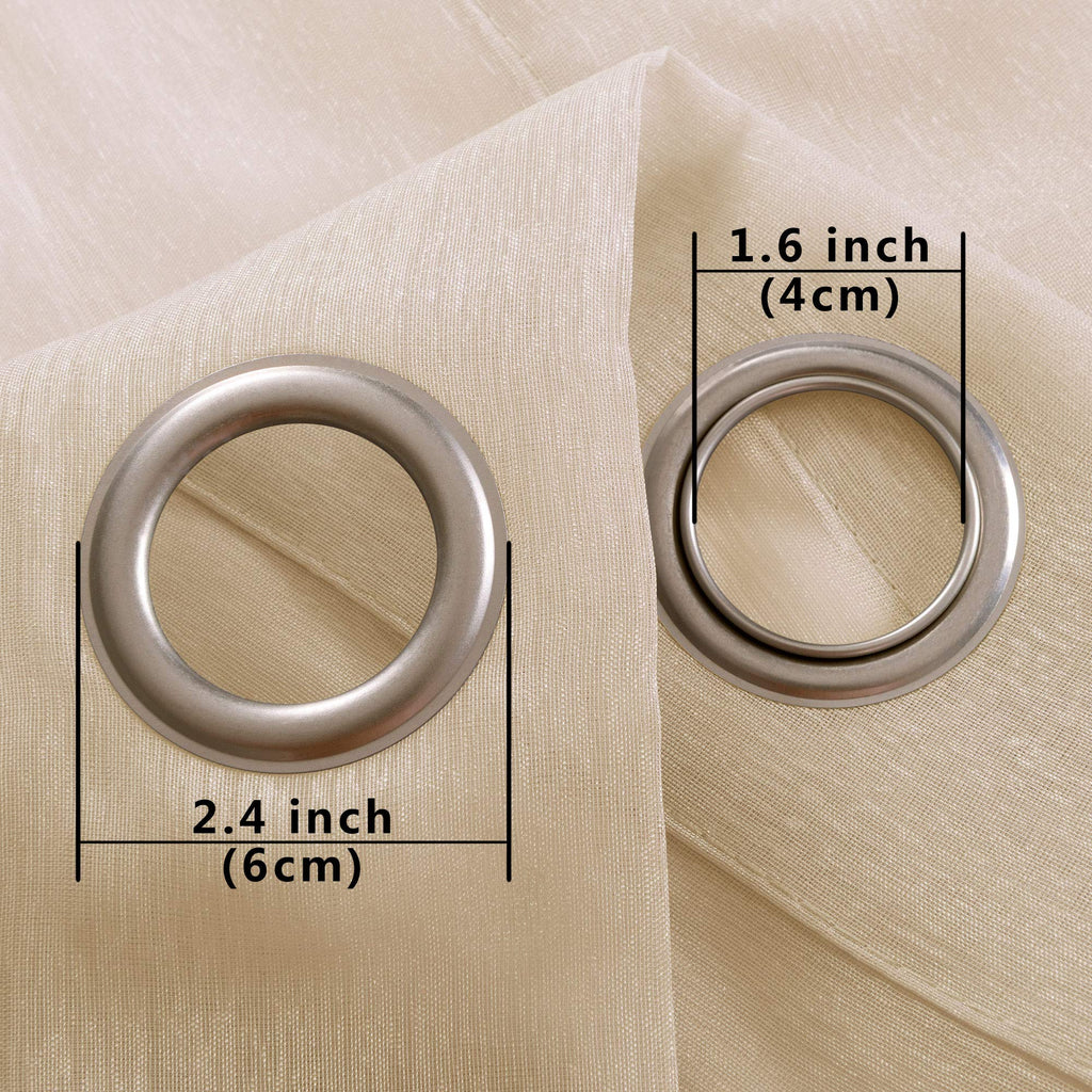 Tan Beige Curtains 84 Inches Long, Sheer Grommet Farmhouse Style Primitive Country Curtains Bedroom Dining Room Window
