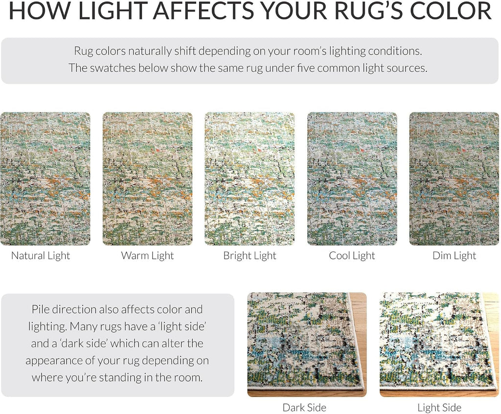 Madison Collection X-Large Area Rug - 12' x 15', Green & Turquoise, Modern Abstract Design, Non-Shedding & Easy Care