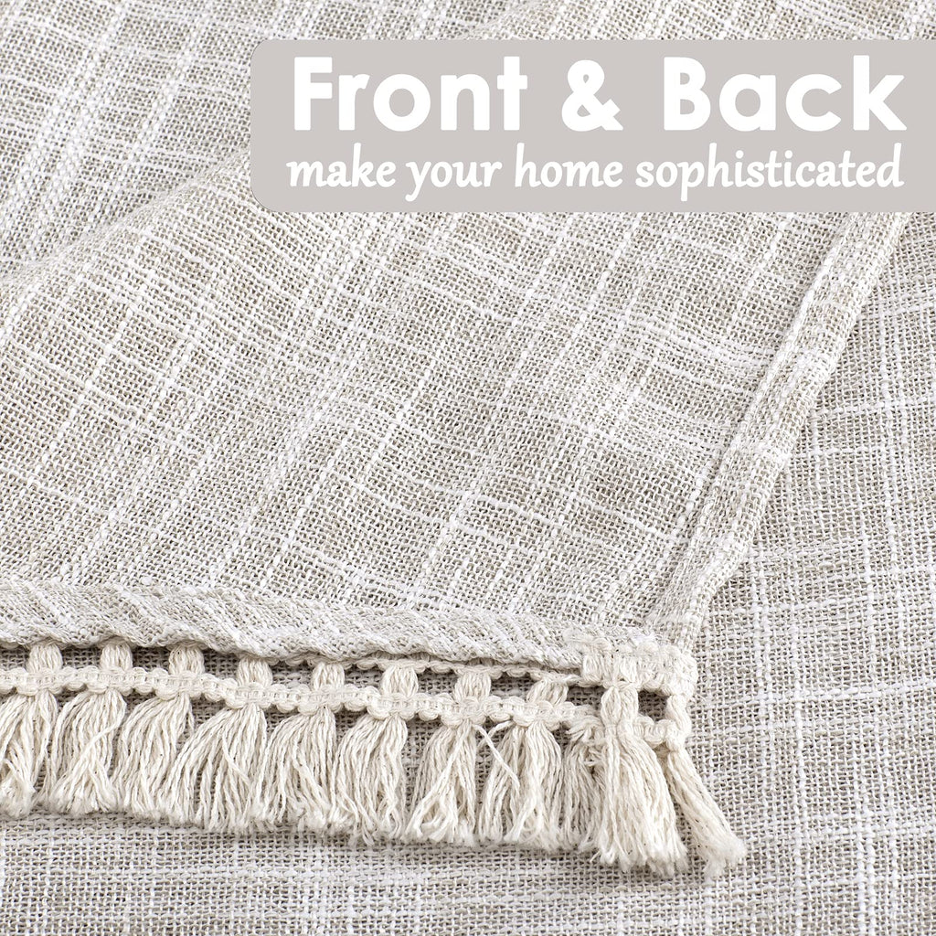 Beda Home Tassel Linen Textured Swag Curtain Valance, Nature, 52 x 18 in