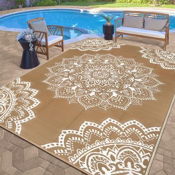 Waterproof Outdoor Rug, Reversible Plastic Straw Rug Clearance, Camping, RV Mat, Large Outside Rug Carpet for
