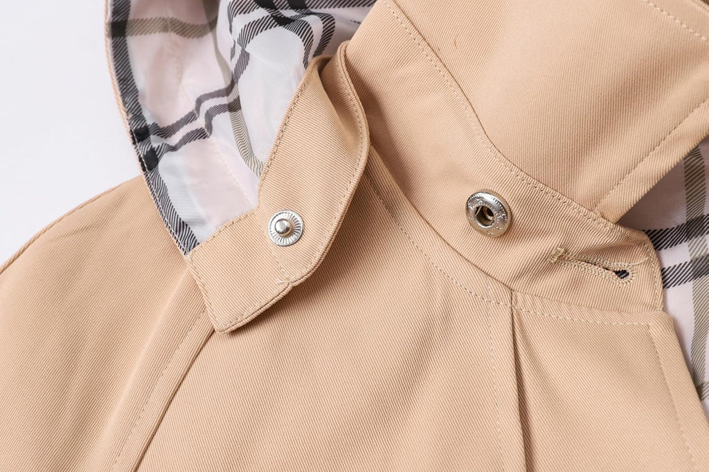 Girl's Waterproof Trench Coat Hooded Rain Jackets