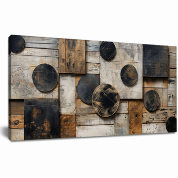 Abstract Wall Art Geometric Black and Brown Canvas Art 20"x40"