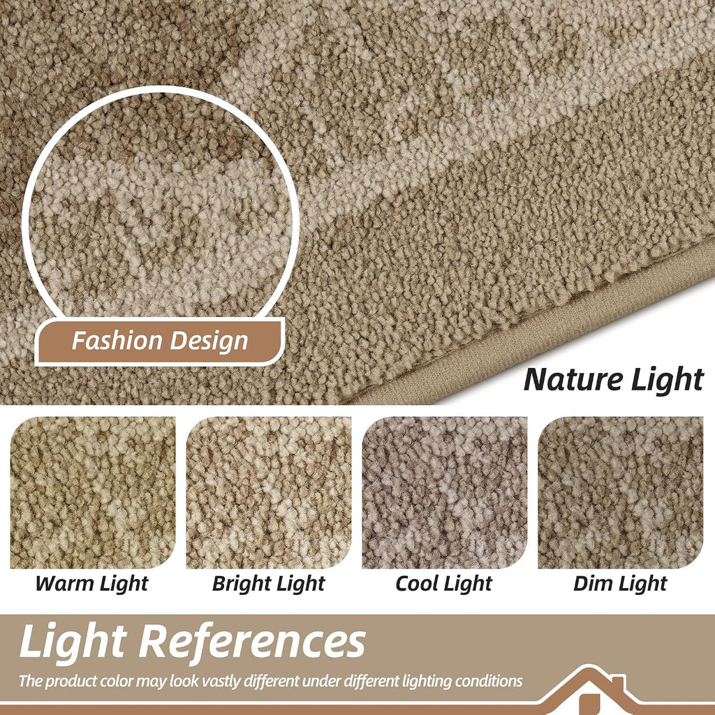 Dirt Trapper Door Mats 24" x 36", Non-Slip Washable, Beige | Doormat Indoor Entrance Low-Profile, Dirt Resistant and