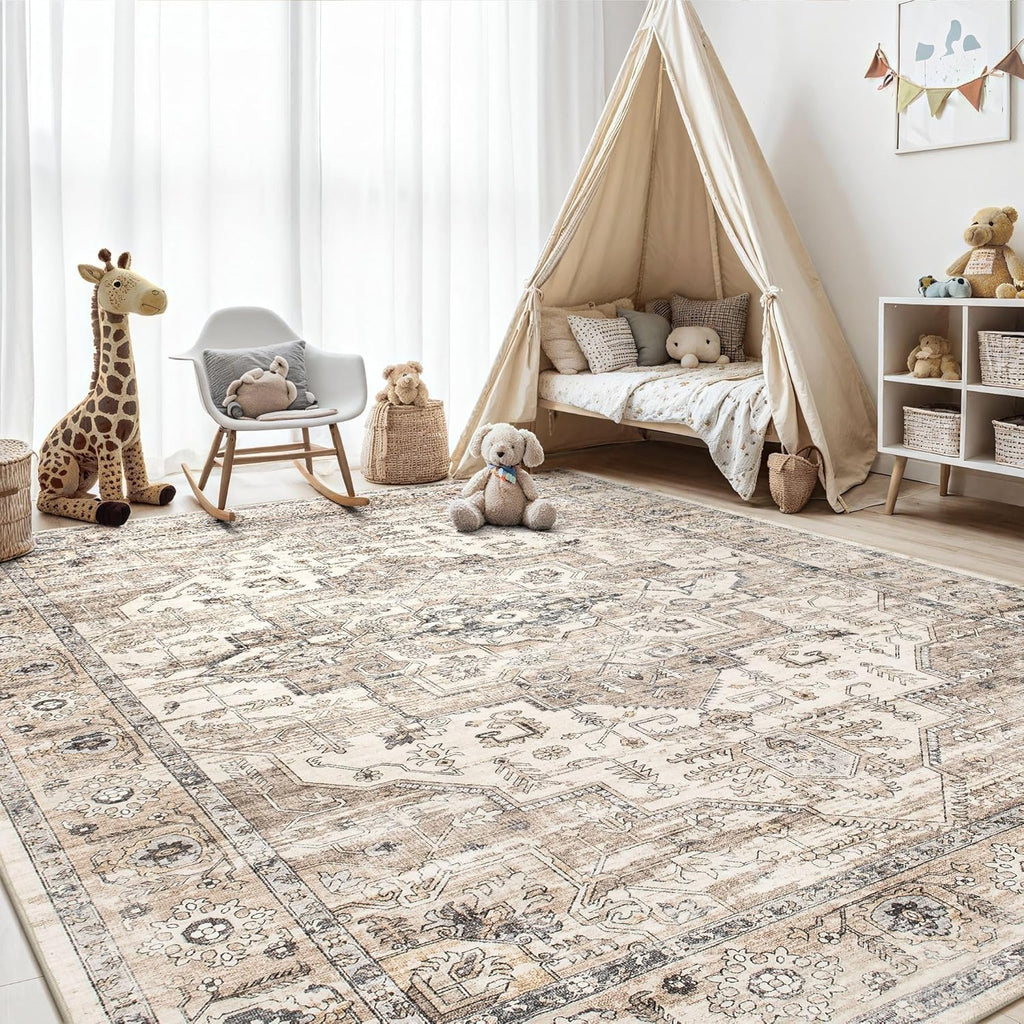 Area Rug 9x12 Washable Vintage - Soft Traditional Rugs