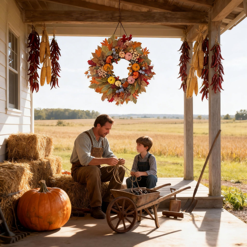 24In Fall Wreath Pumpkin Maple Berry Front Door Thanksgiving Decor